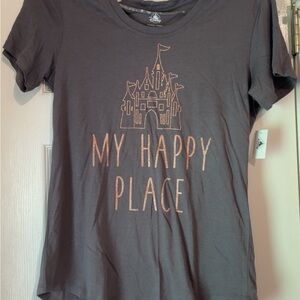Disney Gray Short Sleeve Tee with Gold Castle Design